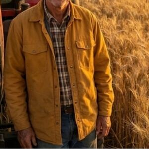 William Bay Trading Company Copper Brown Duck & Quilted Navy Button Jacket